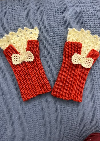 Turuncu Bohem Kadın Örgü Eldiven - Görsel 4