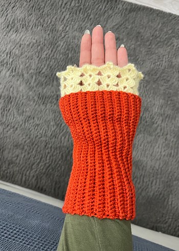Turuncu Bohem Kadın Örgü Eldiven - Görsel 3