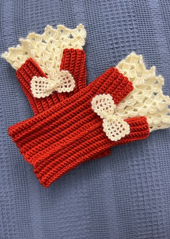 Turuncu Bohem Kadın Örgü Eldiven - Görsel 5