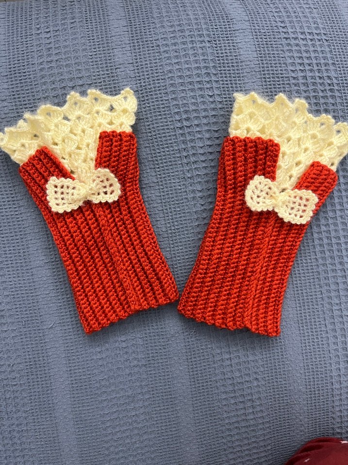 Turuncu Bohem Kadın Örgü Eldiven - Görsel 4