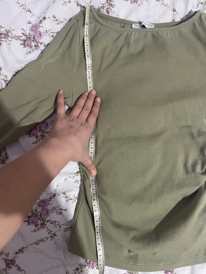 Yeşil, Kayık Yaka uzun Kollu Bluz - Görsel 3