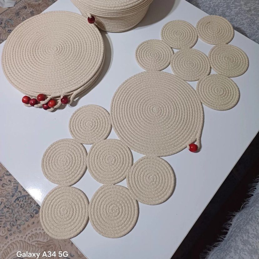 Beyaz Bohem Dokulu Tabak Altlığı Seti - Görsel 2