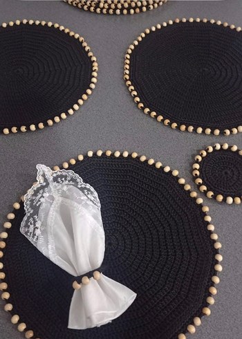 Siyah Boncuklu Bohem supla seti - Görsel 3