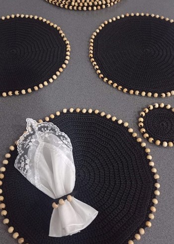 Siyah Boncuklu Bohem supla seti - Görsel 2