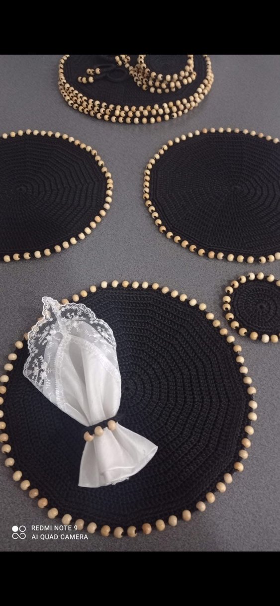 Siyah Boncuklu Bohem supla seti - Görsel 2