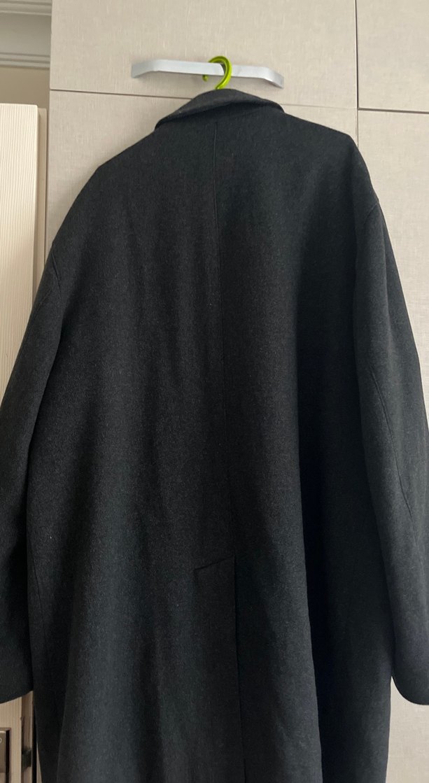 Gri Midi Düğmeli Hamile Kabanı - Görsel 5