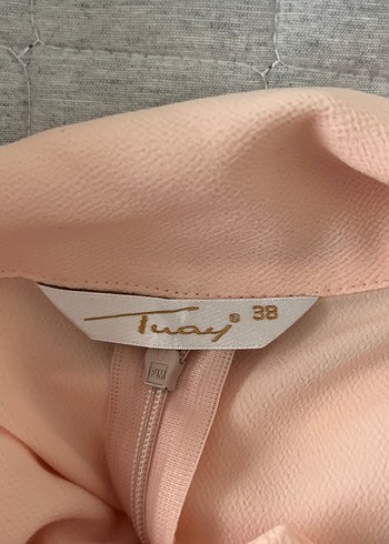 Bej Uzun Kollu Drapeli Kadın Elbise - Görsel 5