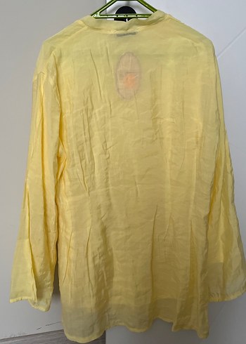 Sarı Uzun Kollu Bohem Keten Gömlek - Görsel 4