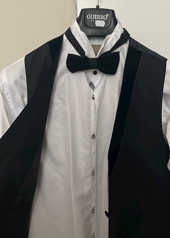 Klasik Siyah Yelek,Beyaz Gömlek pantolon damatlık takım - Görsel 3