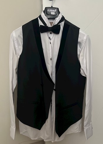 Klasik Siyah Yelek,Beyaz Gömlek pantolon damatlık takım - Görsel 2