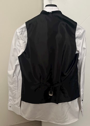 Klasik Siyah Yelek,Beyaz Gömlek pantolon damatlık takım - Görsel 6