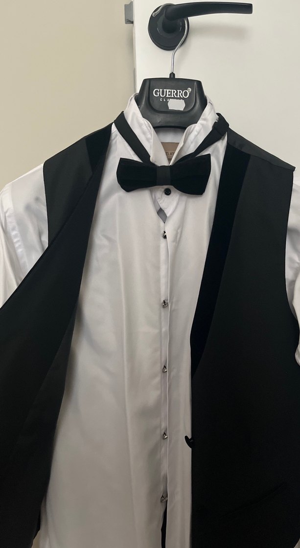 Klasik Siyah Yelek,Beyaz Gömlek pantolon damatlık takım - Görsel 3