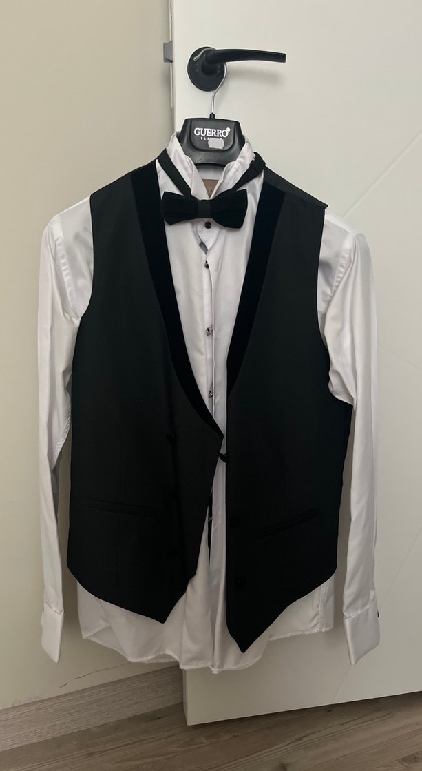 Klasik Siyah Yelek,Beyaz Gömlek pantolon damatlık takım - Görsel 2