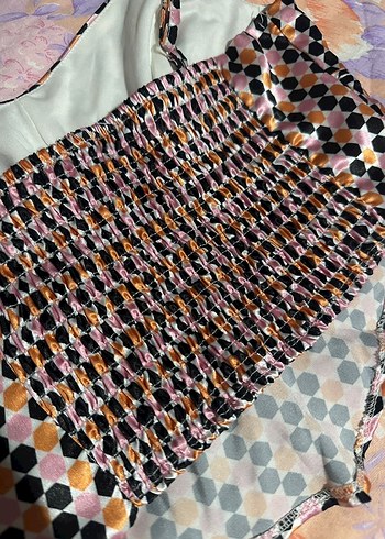 Pul Detaylı Çok Renkli Straplez Büstiyer - Görsel 5