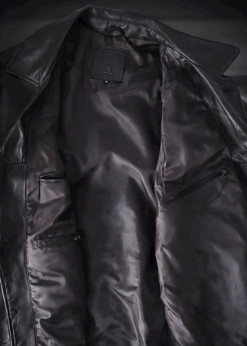 Düğmeli Siyah Deri Erkek Ceket - Görsel 3