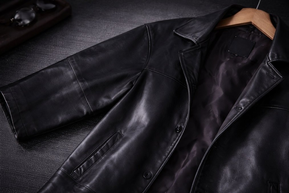Düğmeli Siyah Deri Erkek Ceket - Görsel 2