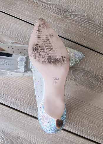 Beyaz Taşlı Yüksek Topuklu  Gelin Ayakkabısı - Görsel 3