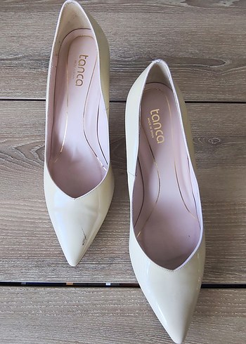 Kemal Tanca Krem Rengi Stiletto Topuklu Kadın Ayakkabı - Görsel 2