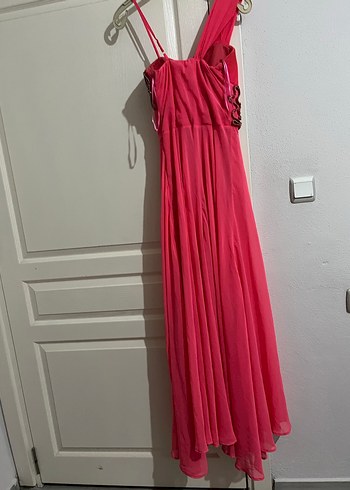 Pembe Drapeli Uzun Abiye Elbise - Görsel 5