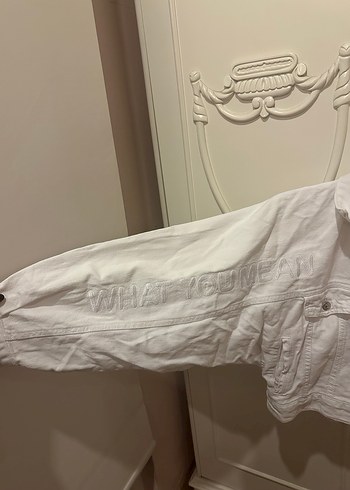 Kadın Beyaz Keten Denim Ceket - Görsel 2