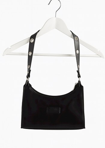 Siyah Deri Tokalı Kadın Çantası - Görsel 2