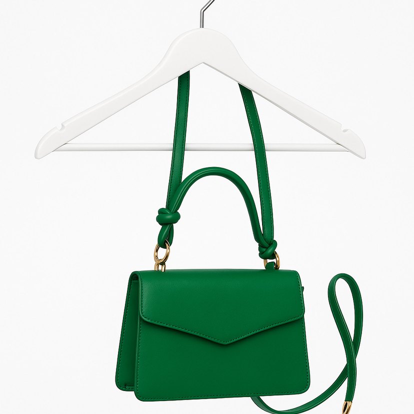 Zincir Detaylı Yeşil Deri Kadın Çanta - Görsel 2