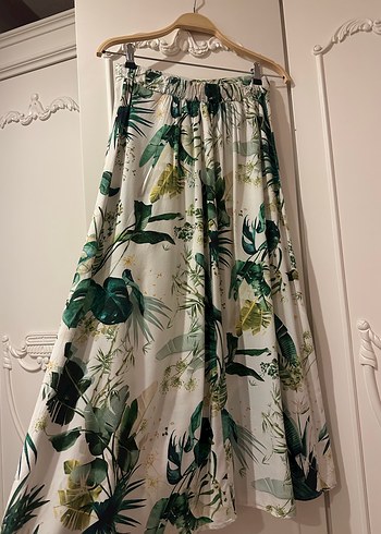 Yeşil Desenli Uzun Bohem Etek - Görsel 2