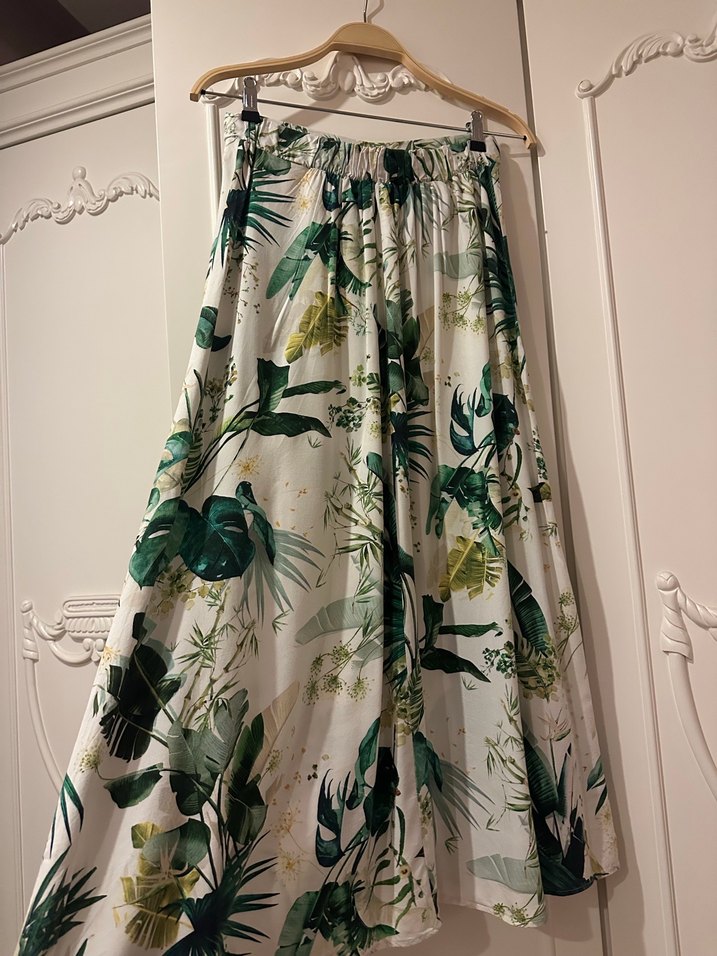 Yeşil Desenli Uzun Bohem Etek - Görsel 2