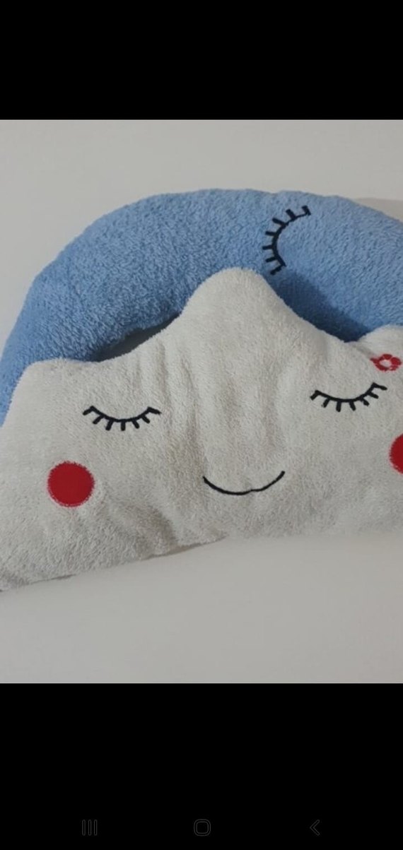 Nakışlı Mavi Emzirme ve Hamilelik Yastığı - Görsel 2