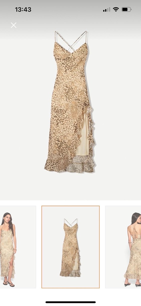 Bershka Bej Yılan Desenli Uzun Drapeli Kadın Elbise - Görsel 2