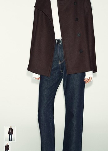 Zara yüksek yaka yün kısa kaban - Görsel 4