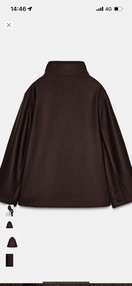 Zara yüksek yaka yün kısa kaban - Görsel 2