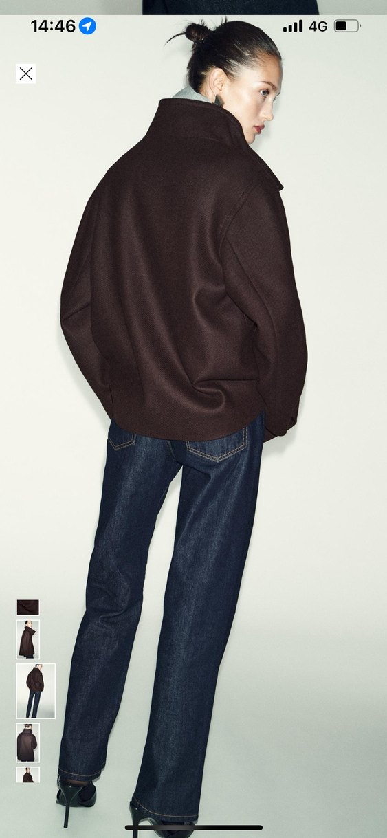 Zara yüksek yaka yün kısa kaban - Görsel 3