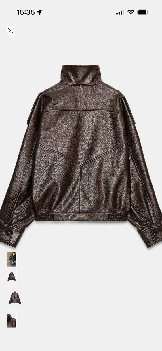 Zara suni deri ceket - Görsel 2