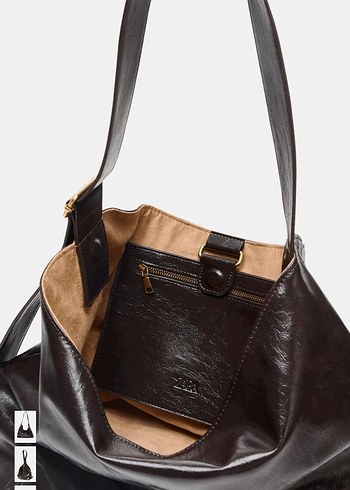 Kahverengi Deri Kadın Çanta - Görsel 3