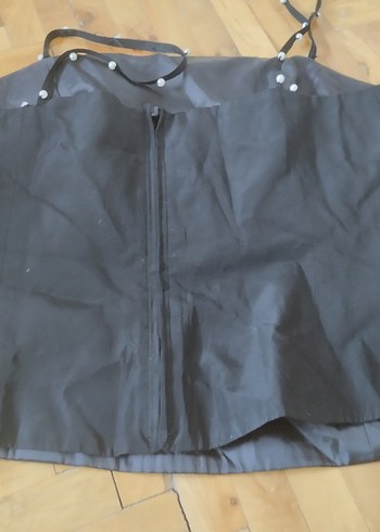 Boncuk İşlemeli Siyah ikili abiye elbise - Görsel 2