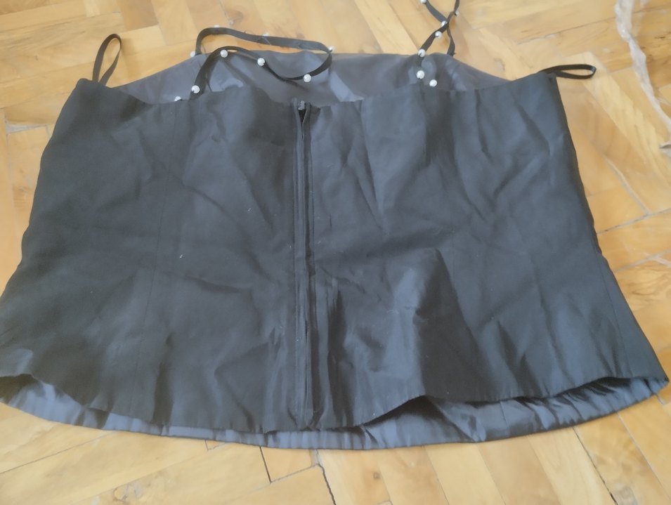 Boncuk İşlemeli Siyah ikili abiye elbise - Görsel 2