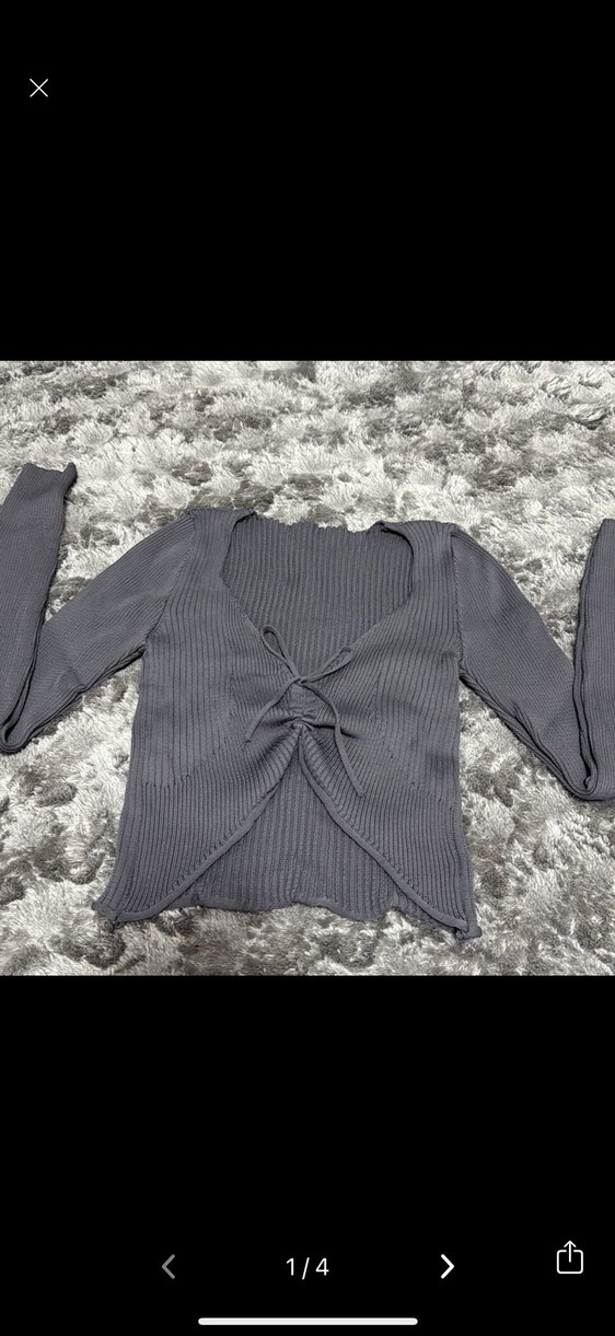 Gri V Yaka Triko Kadın Kazak - Görsel 3