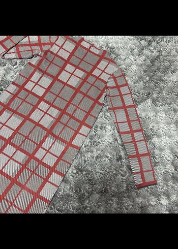 Gri Ekose Desenli Uzun Kollu Kadın elbise - Görsel 3