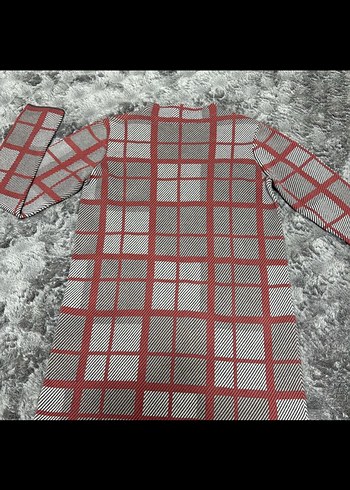 Gri Ekose Desenli Uzun Kollu Kadın elbise - Görsel 2