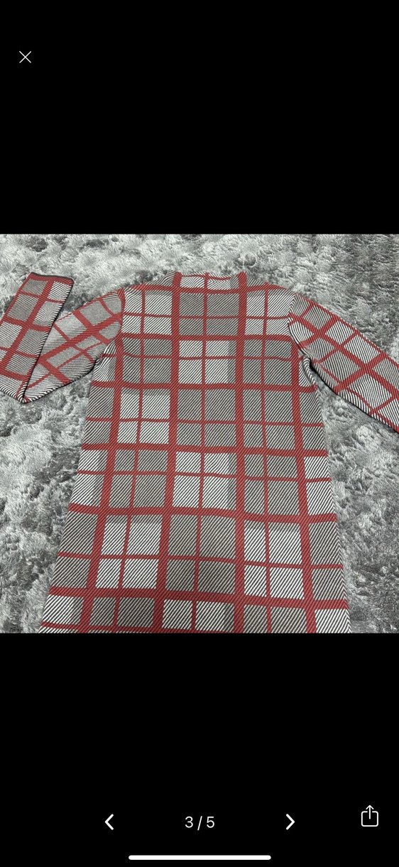 Gri Ekose Desenli Uzun Kollu Kadın elbise - Görsel 2