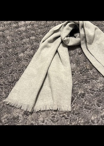 Gri Kadın Yün Şal - Görsel 2