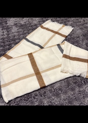 Beyaz  Kadın Yün Şal - Görsel 2