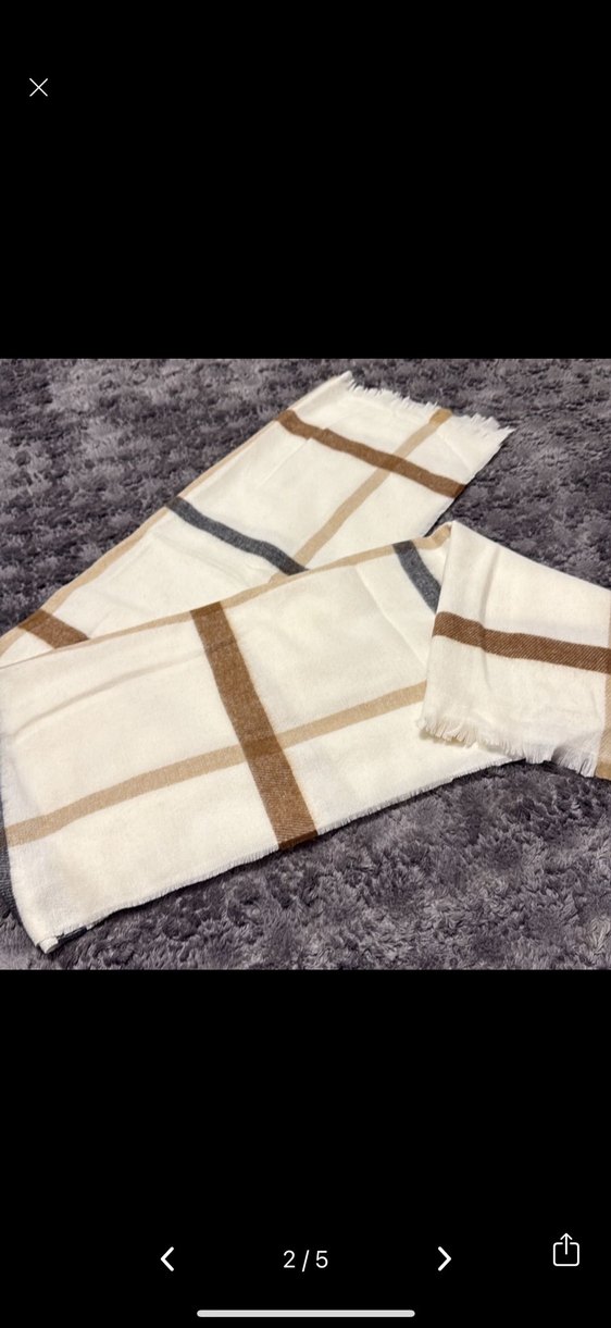 Beyaz  Kadın Yün Şal - Görsel 2