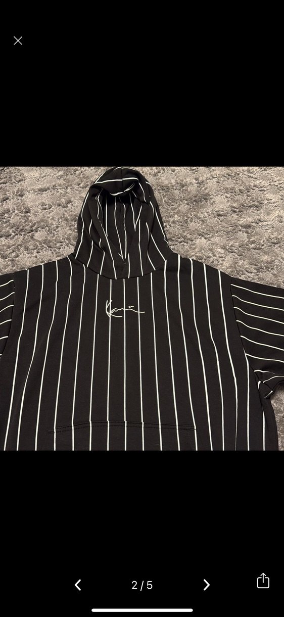 Kadın Siyah Çizgili Kapüşonlu Sweatshirt - Görsel 2