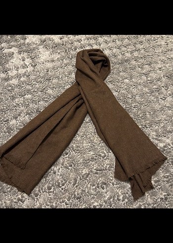 Kahverengi Yün Kadın Şal - Görsel 3