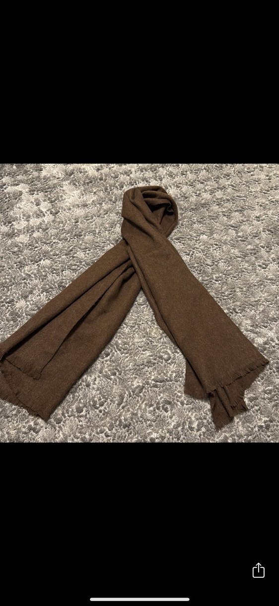 Kahverengi Yün Kadın Şal - Görsel 3