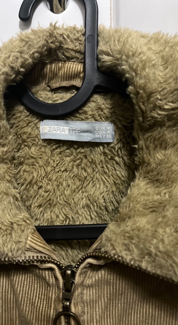 Zara Kürk Detaylı Kahverengi kadife Kadın Ceket - Görsel 2