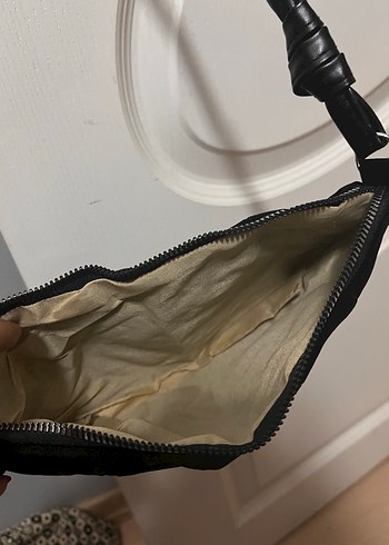 Siyah Süet Kadın Omuz Çantası - Görsel 2