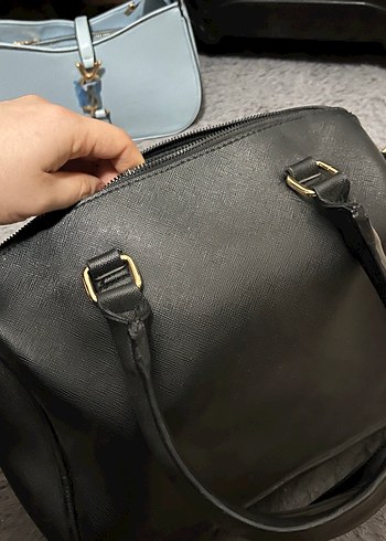 Siyah Deri Kadın Çanta Tokalı - Görsel 3